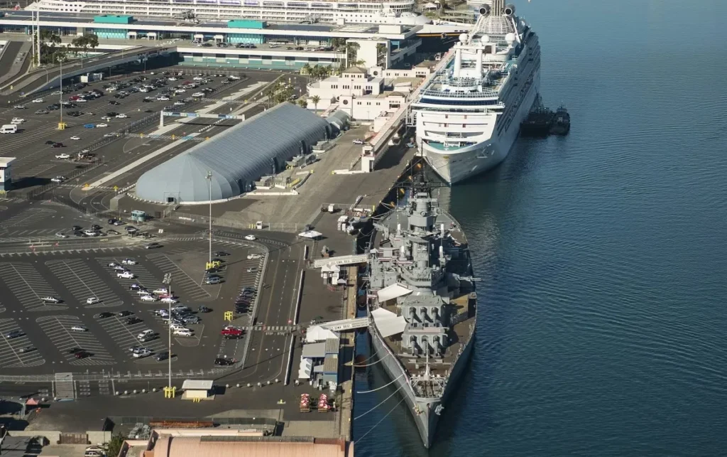 Battleship IOWA at the Los Angeles World Cruise Terminal.